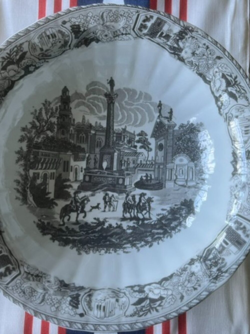Beautiful Victoria ware iron stone black and white transferware bowl